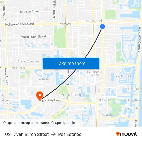 US 1/Van Buren Street to Ives Estates map