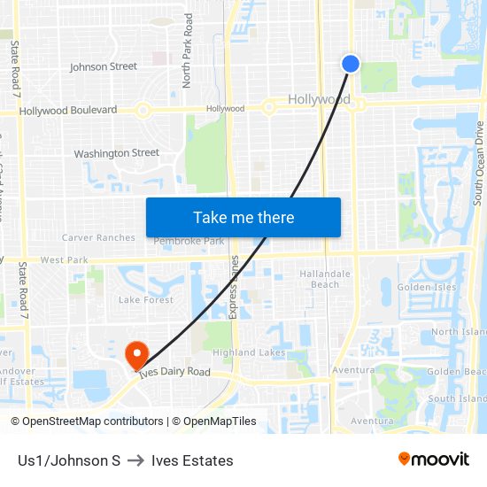 Us1/Johnson S to Ives Estates map