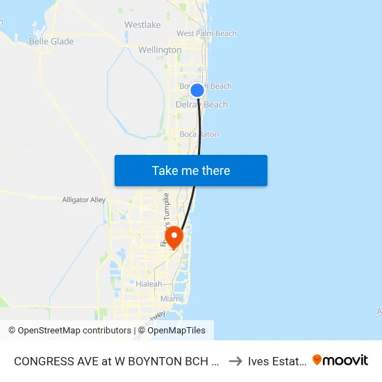CONGRESS AVE at  W BOYNTON BCH BLVD to Ives Estates map
