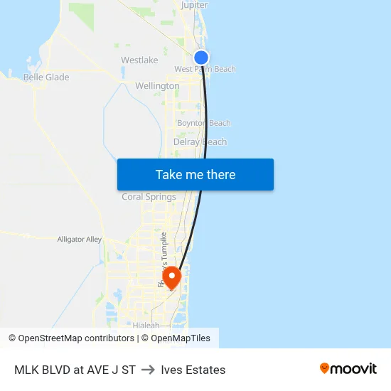 MLK BLVD at AVE J ST to Ives Estates map