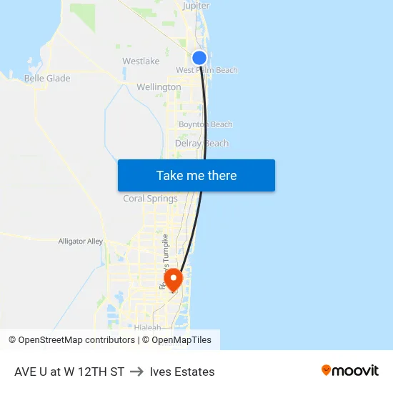 AVE U at W 12TH ST to Ives Estates map