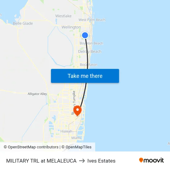 MILITARY TRL at  MELALEUCA to Ives Estates map