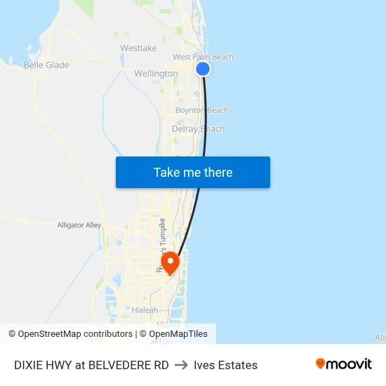 DIXIE HWY at BELVEDERE RD to Ives Estates map
