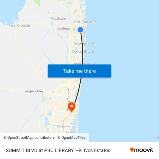 SUMMIT BLVD at PBC LIBRARY to Ives Estates map