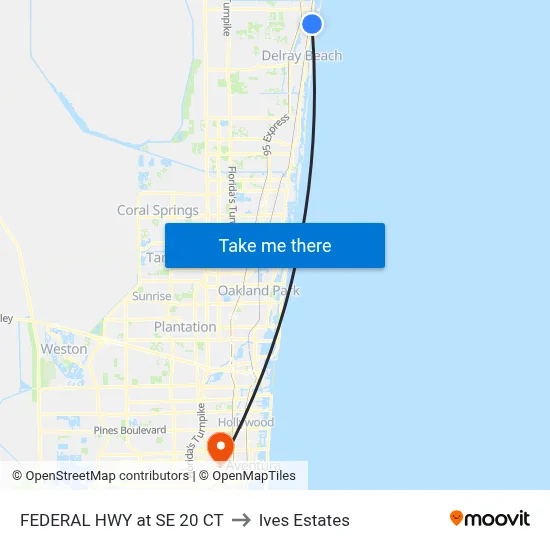 FEDERAL HWY at SE 20 CT to Ives Estates map