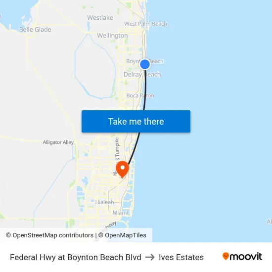 Federal Hwy at Boynton Beach Blvd to Ives Estates map
