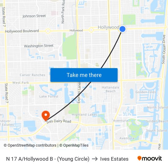 N 17 A/Hollywood B - (Young Circle) to Ives Estates map