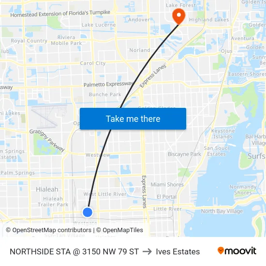 Northside Sta @ 3150 Nw 79 St to Ives Estates map