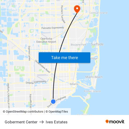 Goberment Center to Ives Estates map