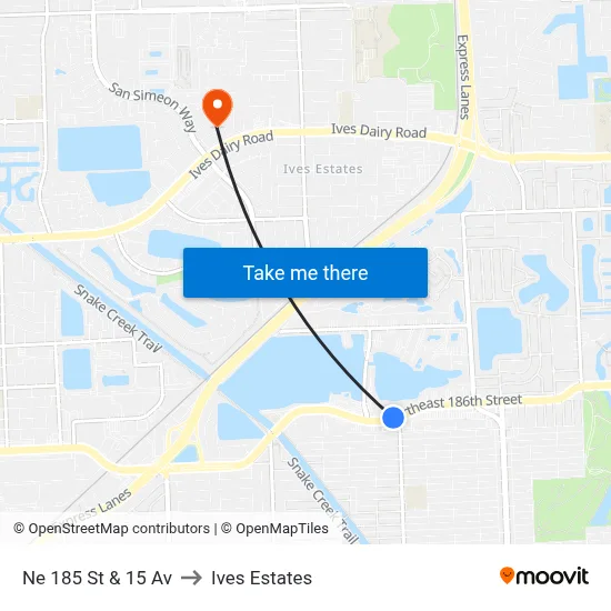 Ne 185 St & 15 Av to Ives Estates map
