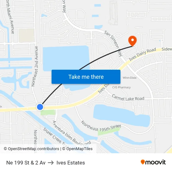 Ne 199 St & 2 Av to Ives Estates map
