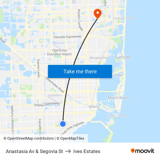 Anastasia Av & Segovia St to Ives Estates map