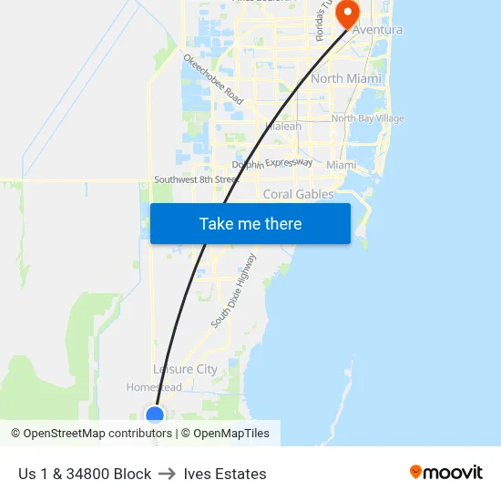 Us 1 & 34800 Block to Ives Estates map
