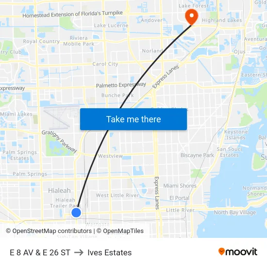 E 8 Av & E 26 St to Ives Estates map