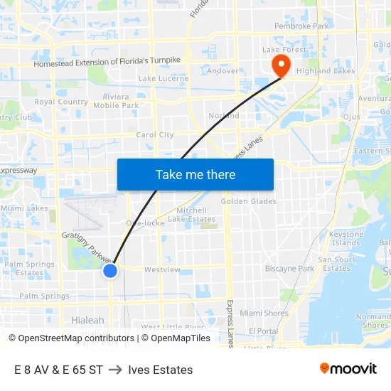 E 8 Av & E 65 St to Ives Estates map