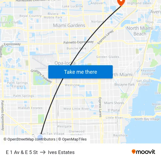 E 1 Av & E 5 St to Ives Estates map