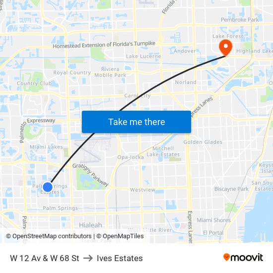 W 12 Av & W 68 St to Ives Estates map