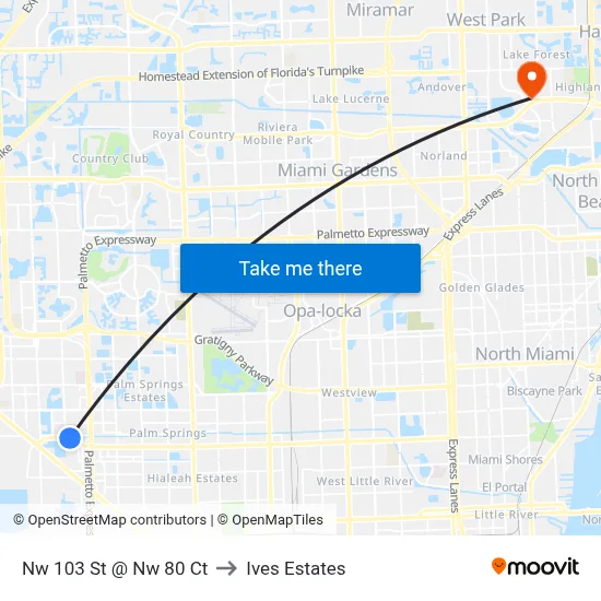 Nw 103 St @ Nw 80 Ct to Ives Estates map