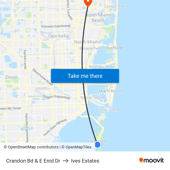 Crandon Bd & E Enid Dr to Ives Estates map