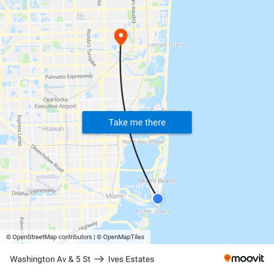 Washington Av & 5 St to Ives Estates map