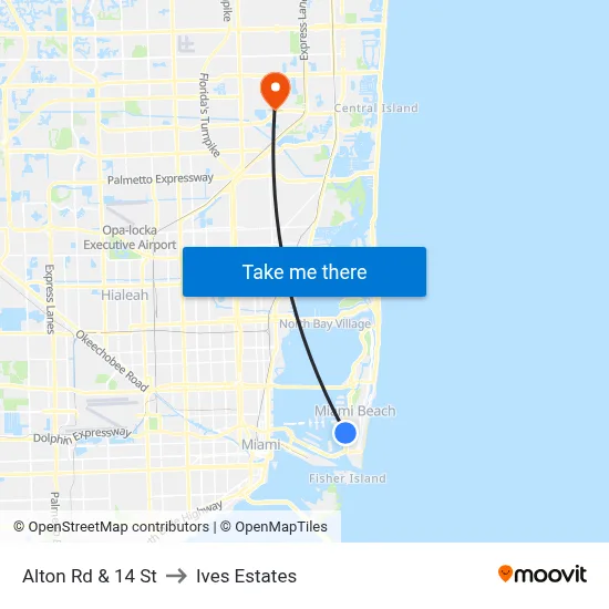 Alton Rd & 14 St to Ives Estates map