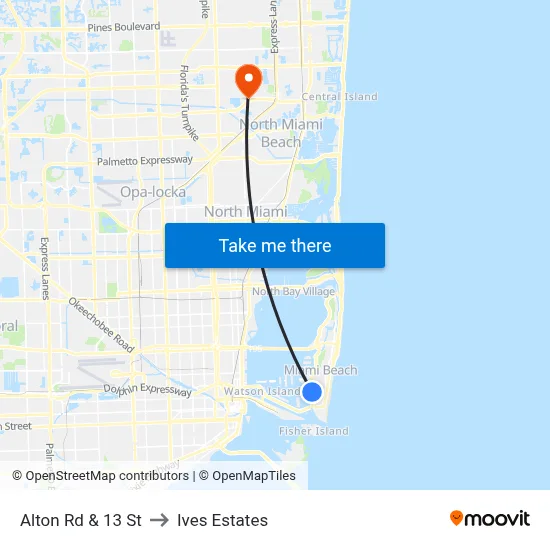Alton Rd & 13 St to Ives Estates map