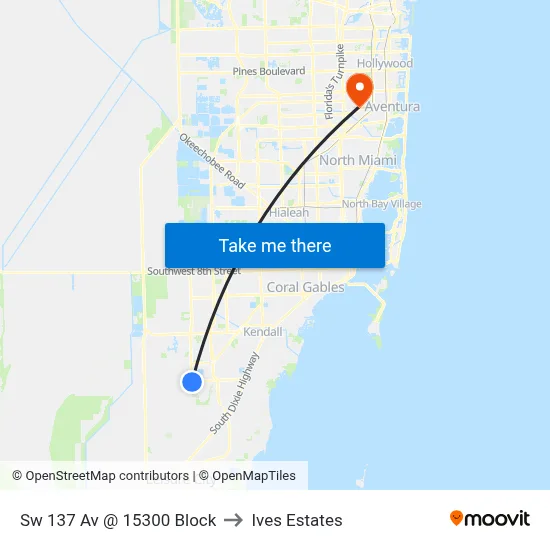 Sw 137 Av @ 15300 Block to Ives Estates map