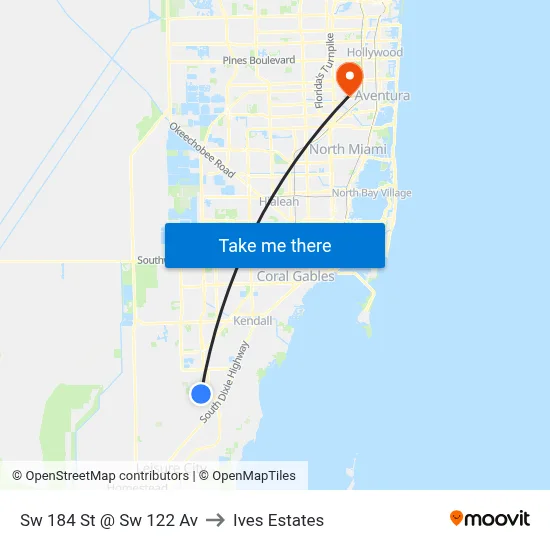 Sw 184 St @ Sw 122 Av to Ives Estates map