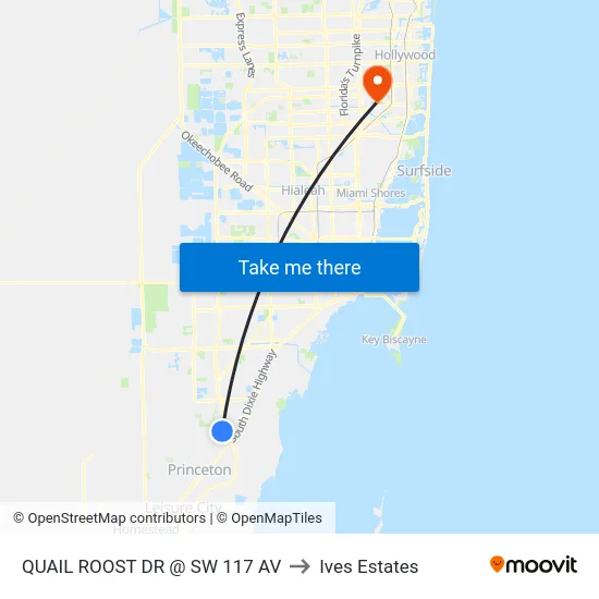 Quail Roost Dr @ Sw 117 Av to Ives Estates map