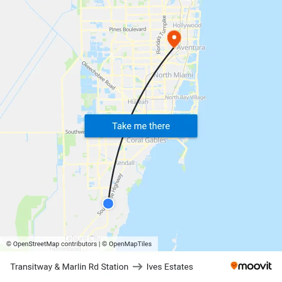 Transitway & Marlin Rd Station to Ives Estates map