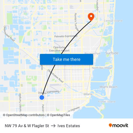 NW 79 Av & W Flagler St to Ives Estates map