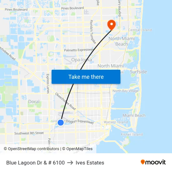 Blue Lagoon Dr & # 6100 to Ives Estates map