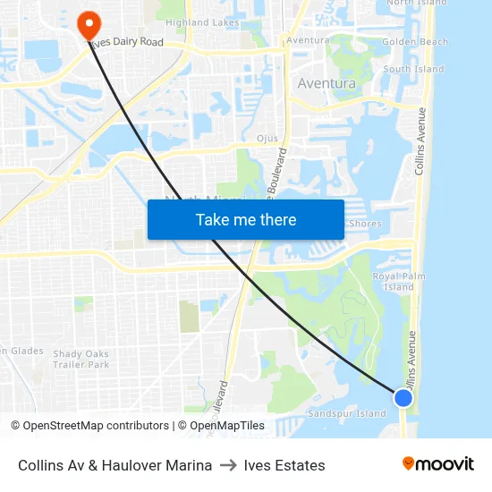 Collins Av & Haulover Marina to Ives Estates map