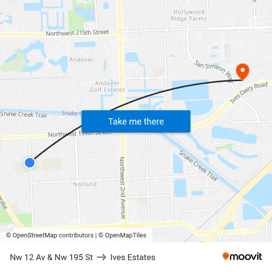 Nw 12 Av & Nw 195 St to Ives Estates map