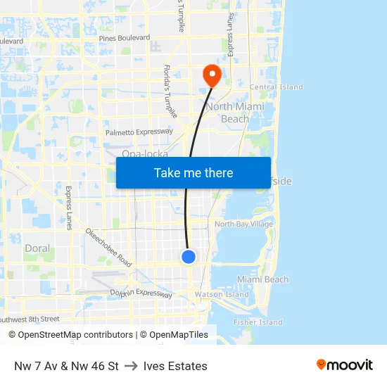 Nw 7 Av & Nw 46 St to Ives Estates map