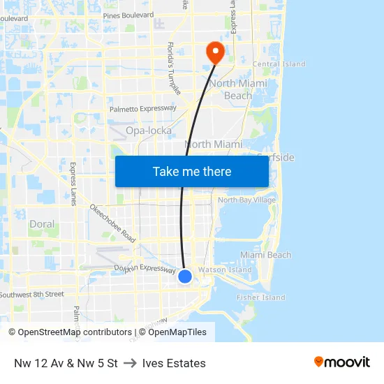 Nw 12 Av & Nw 5 St to Ives Estates map