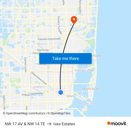 Nw 17 Av & Nw 14 Te to Ives Estates map