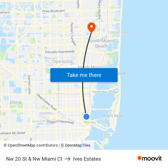 Nw 20 St & Nw Miami Ct to Ives Estates map