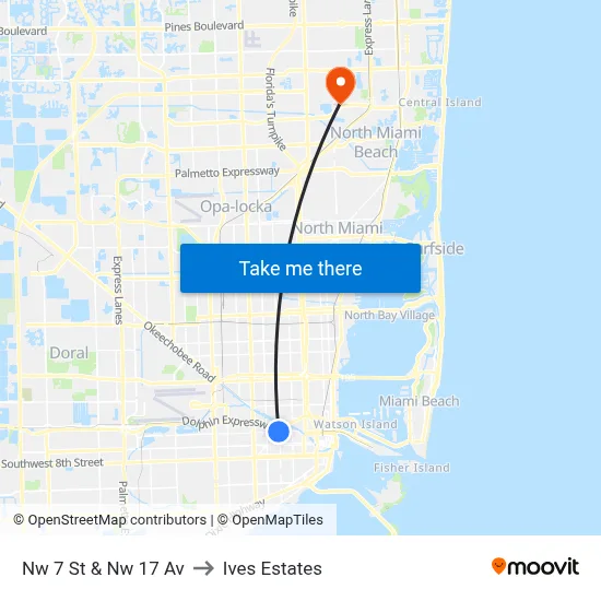Nw 7 St & Nw 17 Av to Ives Estates map