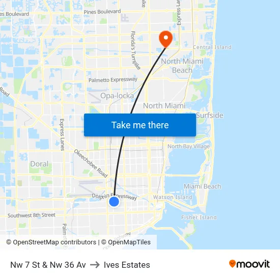 Nw 7 St & Nw 36 Av to Ives Estates map