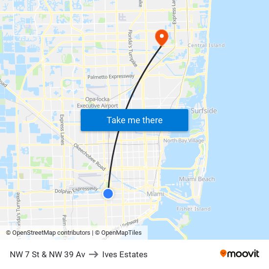 NW 7 St & NW 39 Av to Ives Estates map