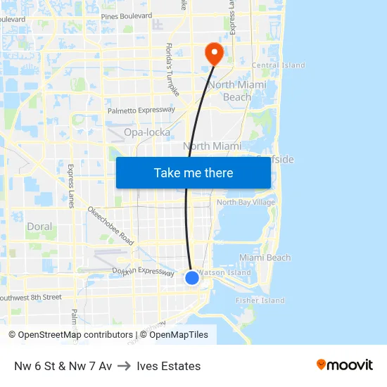 Nw 6 St & Nw 7 Av to Ives Estates map