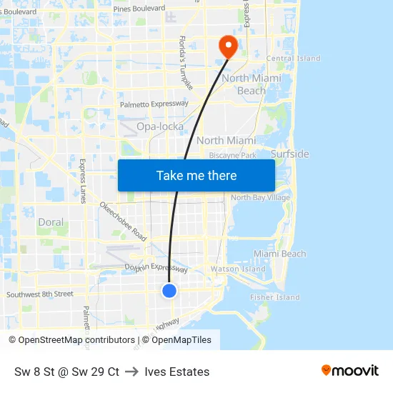 Sw 8 St @ Sw 29 Ct to Ives Estates map