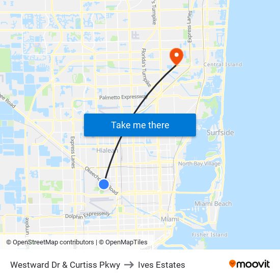 Westward Dr & Curtiss Pkwy to Ives Estates map