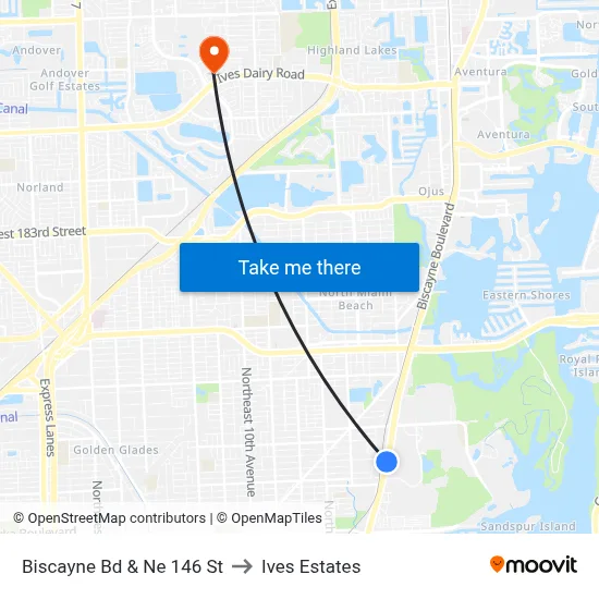 Biscayne Bd & Ne 146 St to Ives Estates map