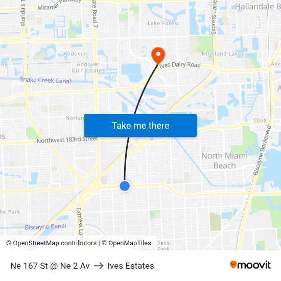 Ne 167 St @ Ne 2 Av to Ives Estates map