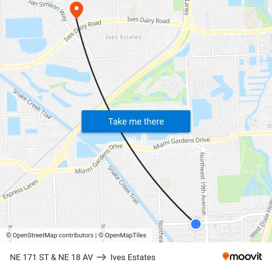 Ne 171 St & Ne 18 Av to Ives Estates map