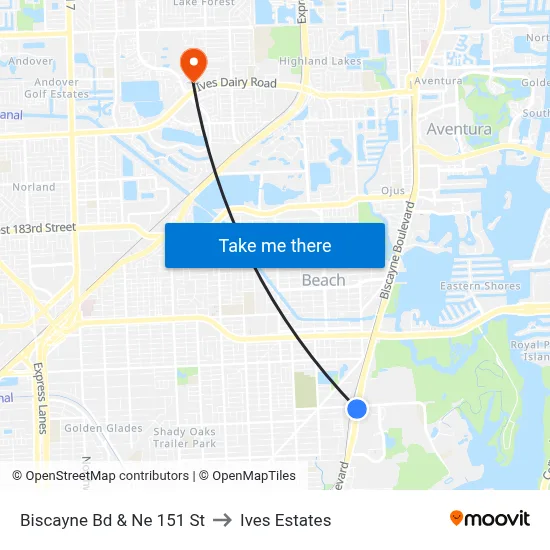 Biscayne Bd & Ne 151 St to Ives Estates map