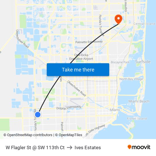 W Flagler St @ SW 113th Ct to Ives Estates map