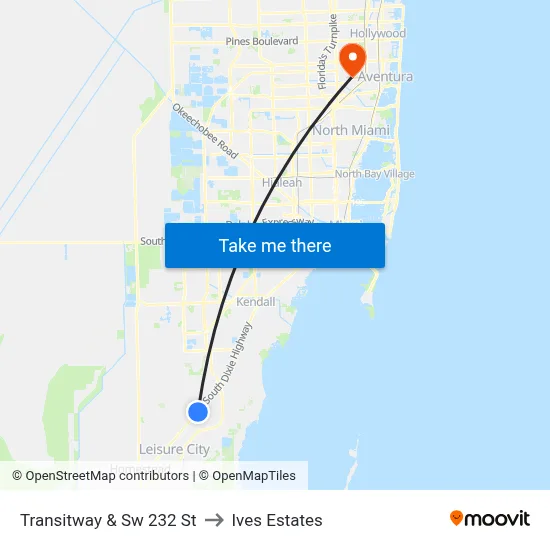 Transitway & Sw 232 St to Ives Estates map